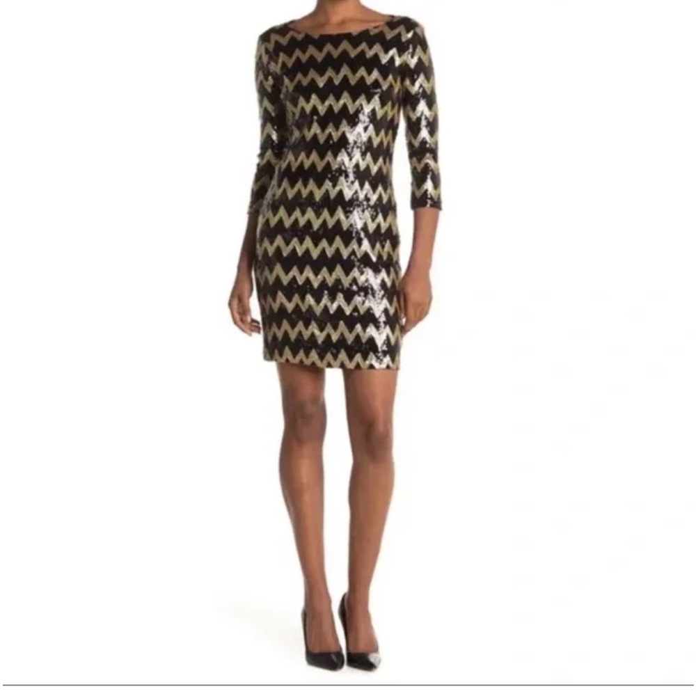 Black and Gold Zigzag Dress